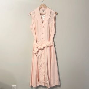 J. Peterman Pink Sleeveless Cotton Shirt Dress